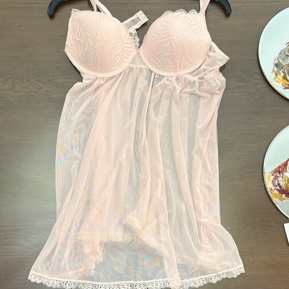 Jessica Simpson Pink Lace Chemise